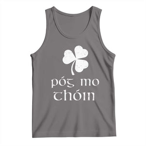 Funny Irish Pog Mo Thoin Tank Top St Patrick's Day Gaelic Saying Shamrock TS11 Deep Heather Print Your Wear