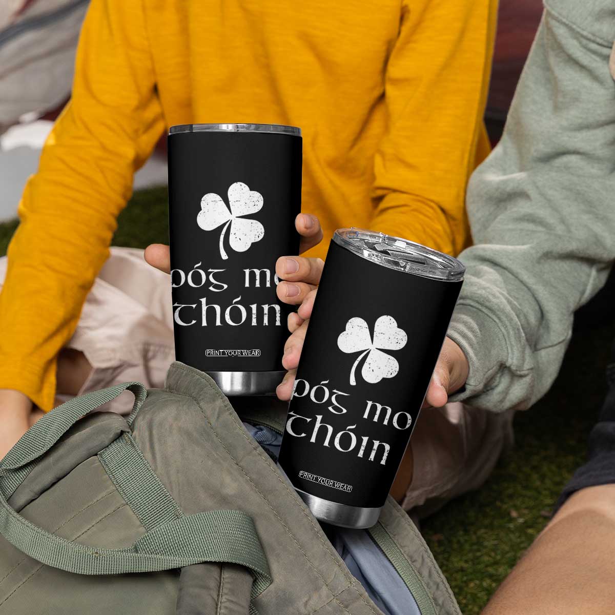 Funny Irish Pog Mo Thoin Tumbler Cup St Patrick's Day Gaelic Saying Shamrock TS11 Print Your Wear