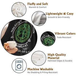 Funny St Patricks Day Irish Pride Throw Blanket Malarkey Sarcasm Shenanigans The Trifecta Of Life TS11 Print Your Wear