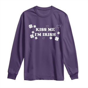 Funny Kiss Me I'm Irish St Patricks Day Long Sleeve Shirt TS11 Purple Print Your Wear