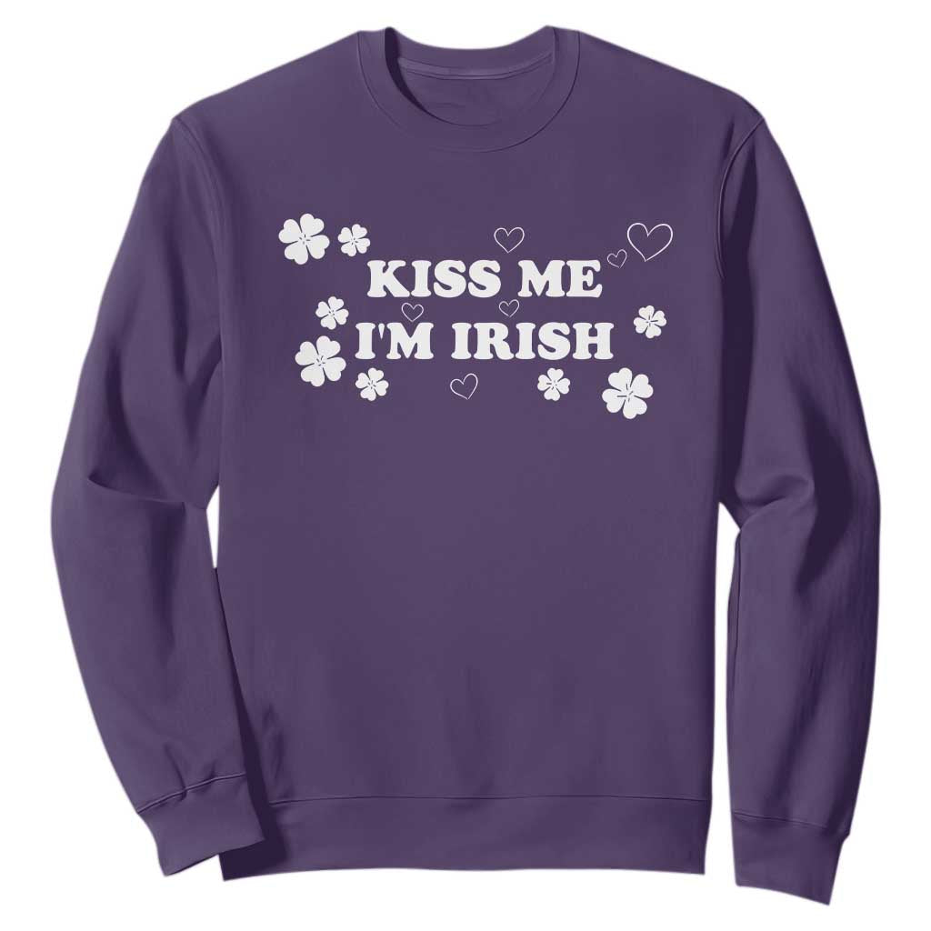 Funny Kiss Me I'm Irish St Patricks Day Sweatshirt TS11 Purple Print Your Wear