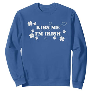 Funny Kiss Me I'm Irish St Patricks Day Sweatshirt TS11 Royal Blue Print Your Wear