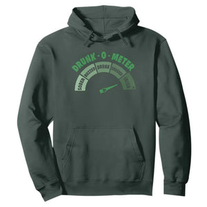 Funny Irish St. Patrick's Day Hoodie Drunk-O-Meter Drinking Party Shamrock TS11 Dark Forest Green Print Your Wear