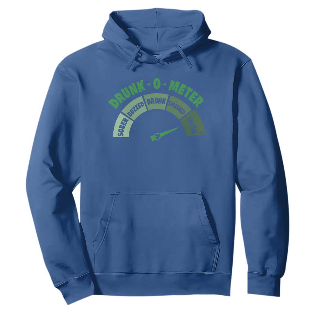 Funny Irish St. Patrick's Day Hoodie Drunk-O-Meter Drinking Party Shamrock TS11 Royal Blue Print Your Wear