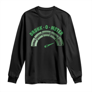 Funny Irish St. Patrick's Day Long Sleeve Shirt Drunk-O-Meter Drinking Party Shamrock TS11 Black Print Your Wear