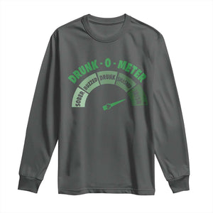 Funny Irish St. Patrick's Day Long Sleeve Shirt Drunk-O-Meter Drinking Party Shamrock TS11 Dark Heather Print Your Wear