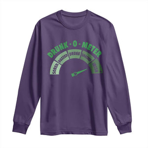 Funny Irish St. Patrick's Day Long Sleeve Shirt Drunk-O-Meter Drinking Party Shamrock TS11 Purple Print Your Wear