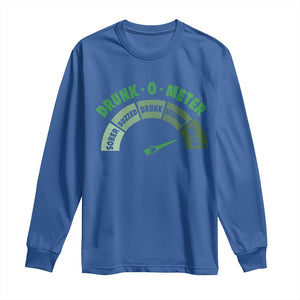 Funny Irish St. Patrick's Day Long Sleeve Shirt Drunk-O-Meter Drinking Party Shamrock TS11 Royal Blue Print Your Wear