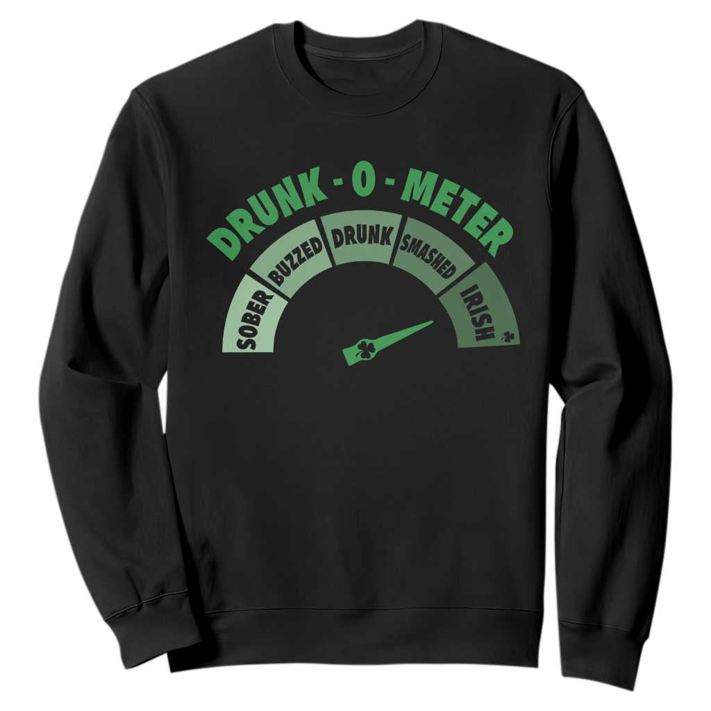 Funny Irish St. Patrick's Day Sweatshirt Drunk-O-Meter Drinking Party Shamrock TS11 Black Print Your Wear