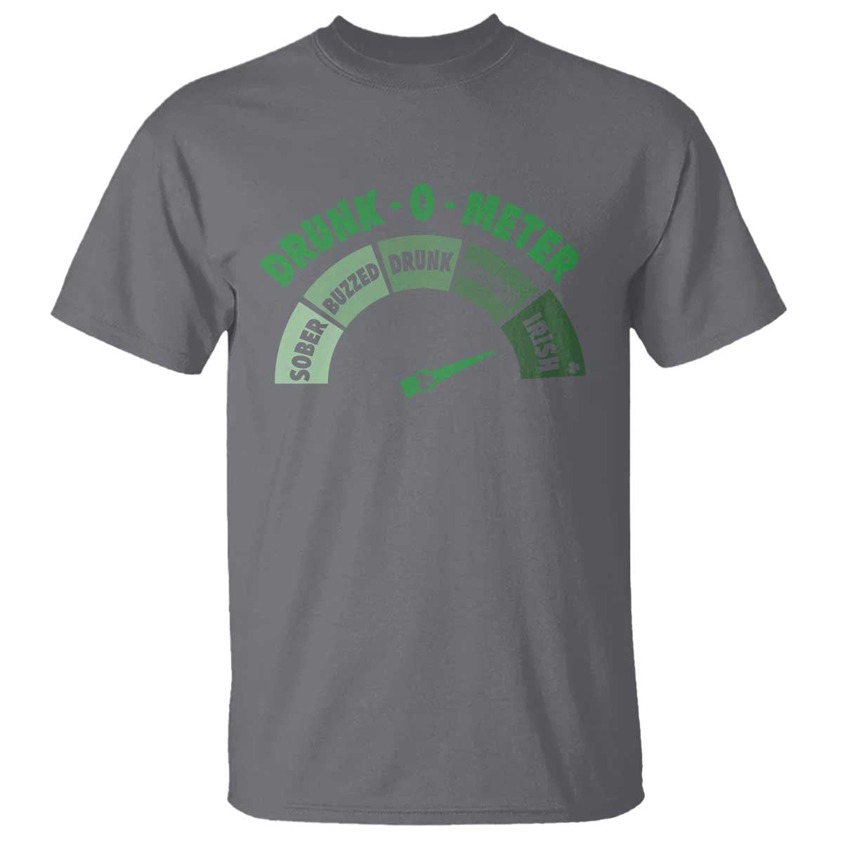 Funny Irish St. Patrick's Day T Shirt Drunk-O-Meter Drinking Party Shamrock TS11 Charcoal Print Your Wear