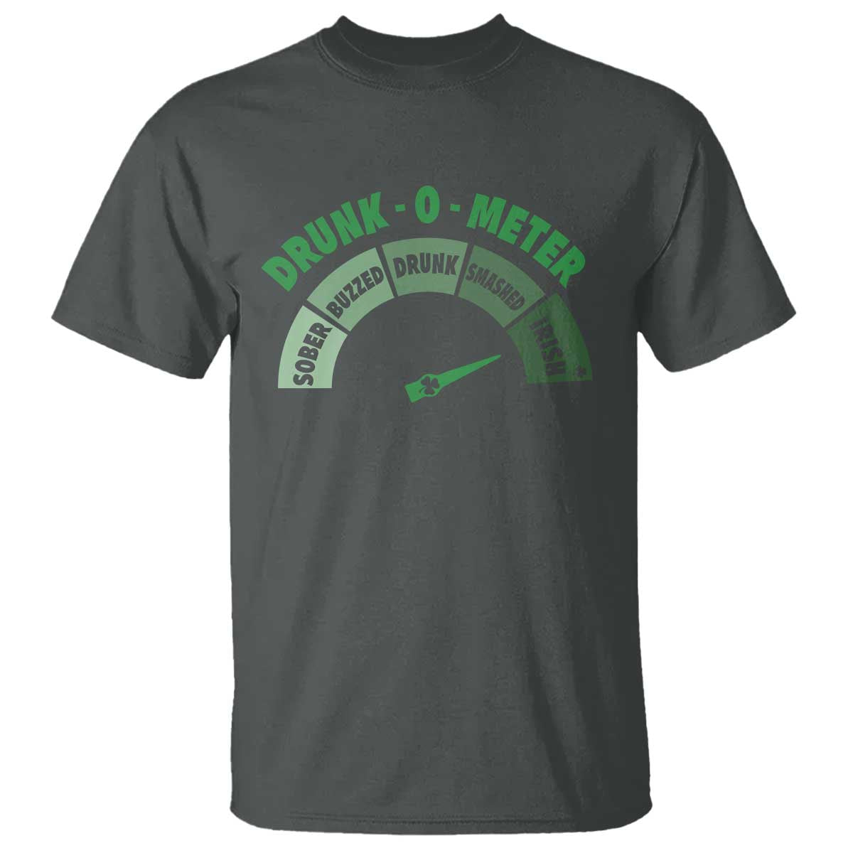 Funny Irish St. Patrick's Day T Shirt Drunk-O-Meter Drinking Party Shamrock TS11 Dark Heather Print Your Wear