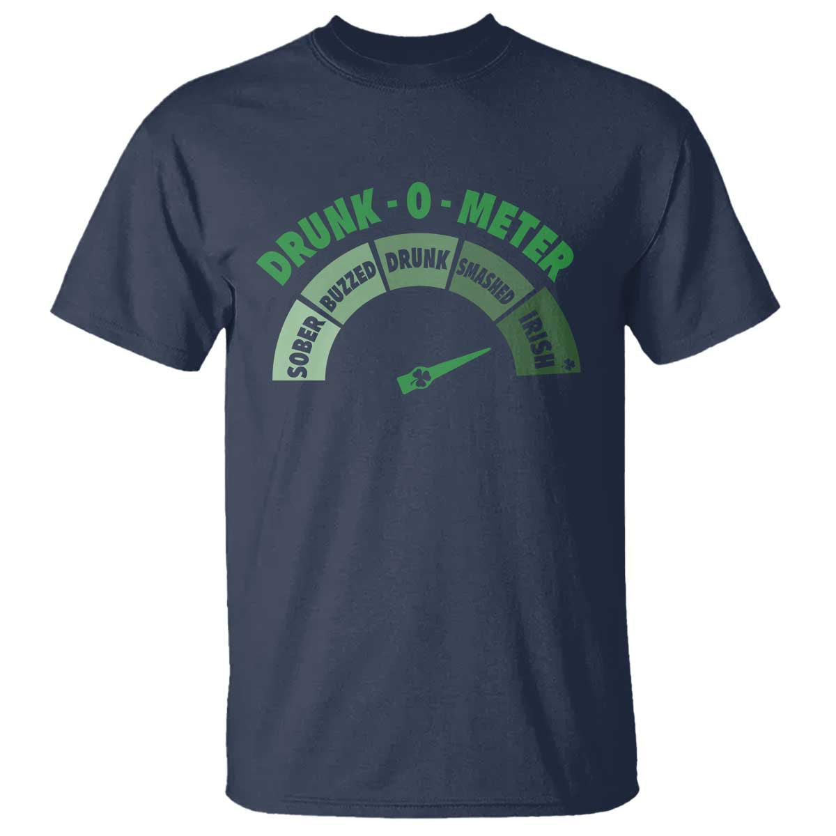 Funny Irish St. Patrick's Day T Shirt Drunk-O-Meter Drinking Party Shamrock TS11 Navy Print Your Wear