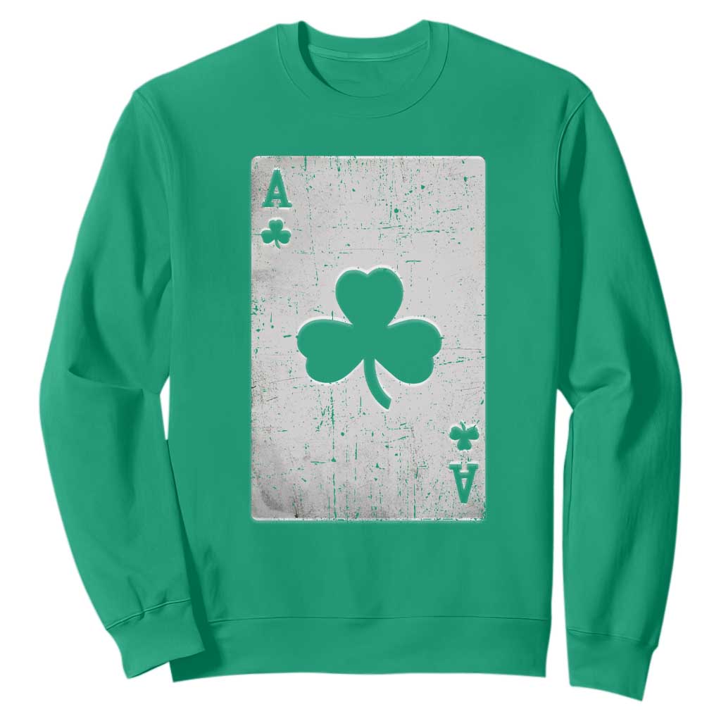 Funny St Patrick's Day Shamrock Clubs Poker Card Sweatshirt TS11 Irish Green Print Your Wear
