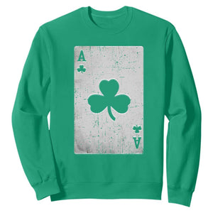 Funny St Patrick's Day Shamrock Clubs Poker Card Sweatshirt TS11 Irish Green Print Your Wear