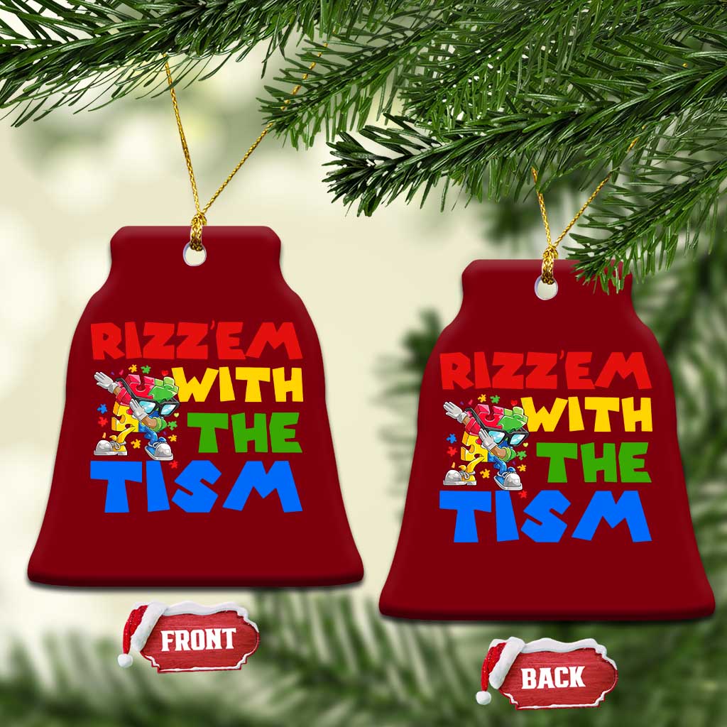 Funny Rizz Em With The Tism Ceramic Ornament Autism Awareness Dabbing Puzzle TS11 Print Your Wear