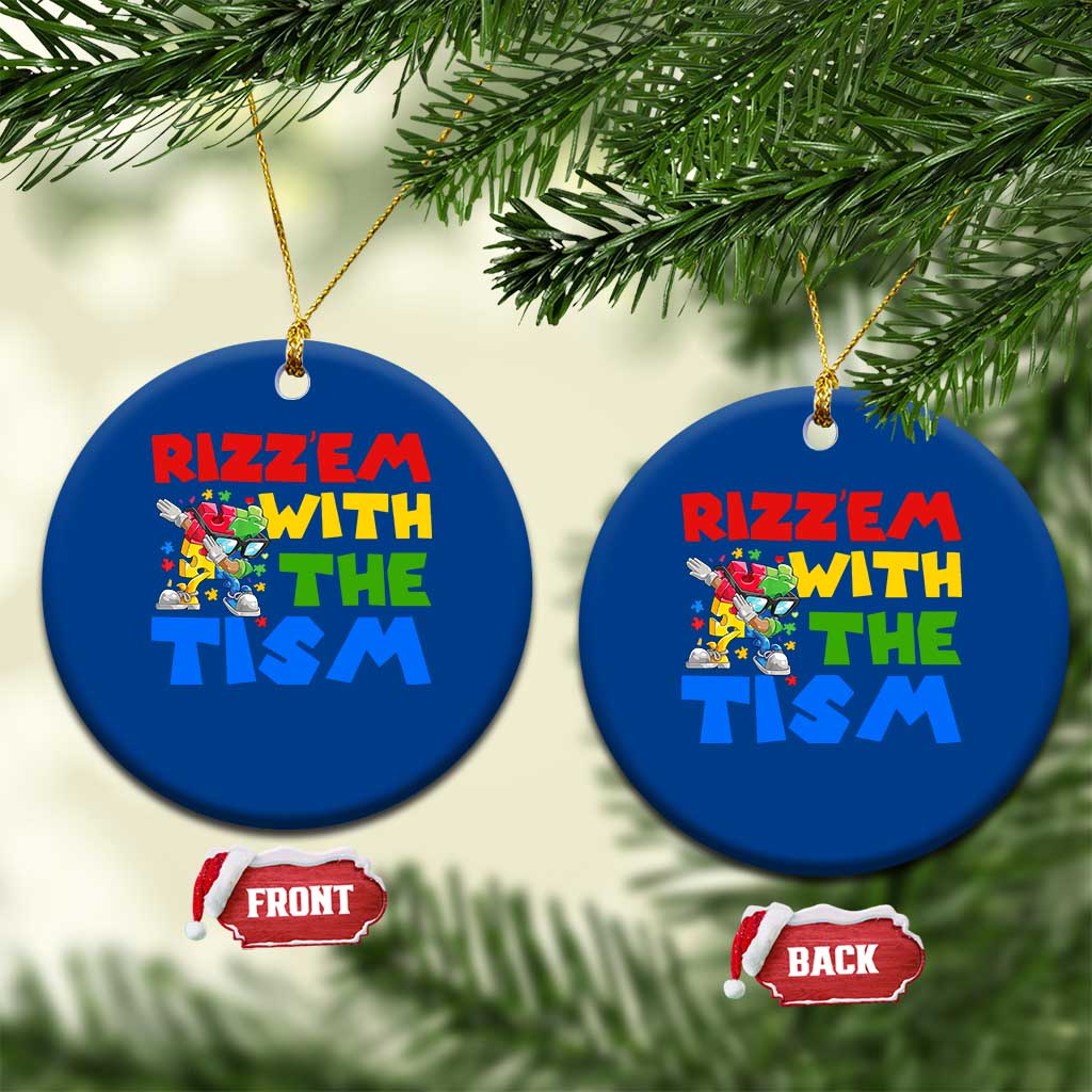 Funny Rizz Em With The Tism Ceramic Ornament Autism Awareness Dabbing Puzzle TS11 1pc Blue Print Your Wear