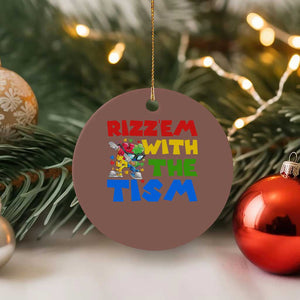 Funny Rizz Em With The Tism Ceramic Ornament Autism Awareness Dabbing Puzzle TS11 1pc Mocha Print Your Wear
