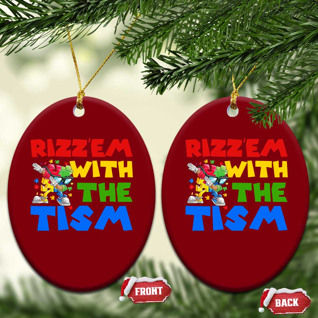 Funny Rizz Em With The Tism Ceramic Ornament Autism Awareness Dabbing Puzzle TS11 Print Your Wear