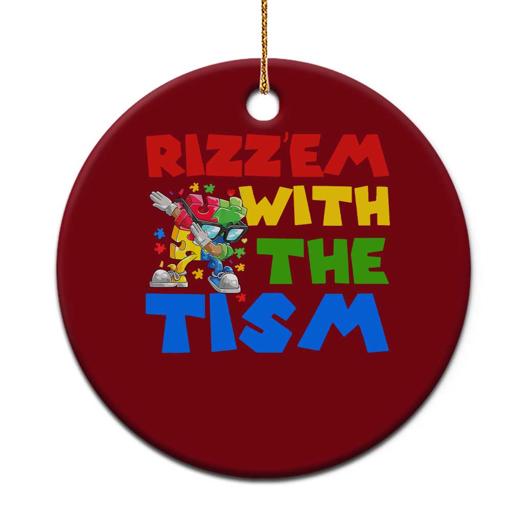 Funny Rizz Em With The Tism Ceramic Ornament Autism Awareness Dabbing Puzzle TS11 1pc Red Print Your Wear