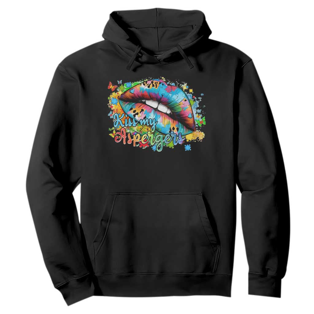 Funny Kiss My Aspergers Hoodie Asperger Syndrome Autism Awareness TS11 Black Print Your Wear