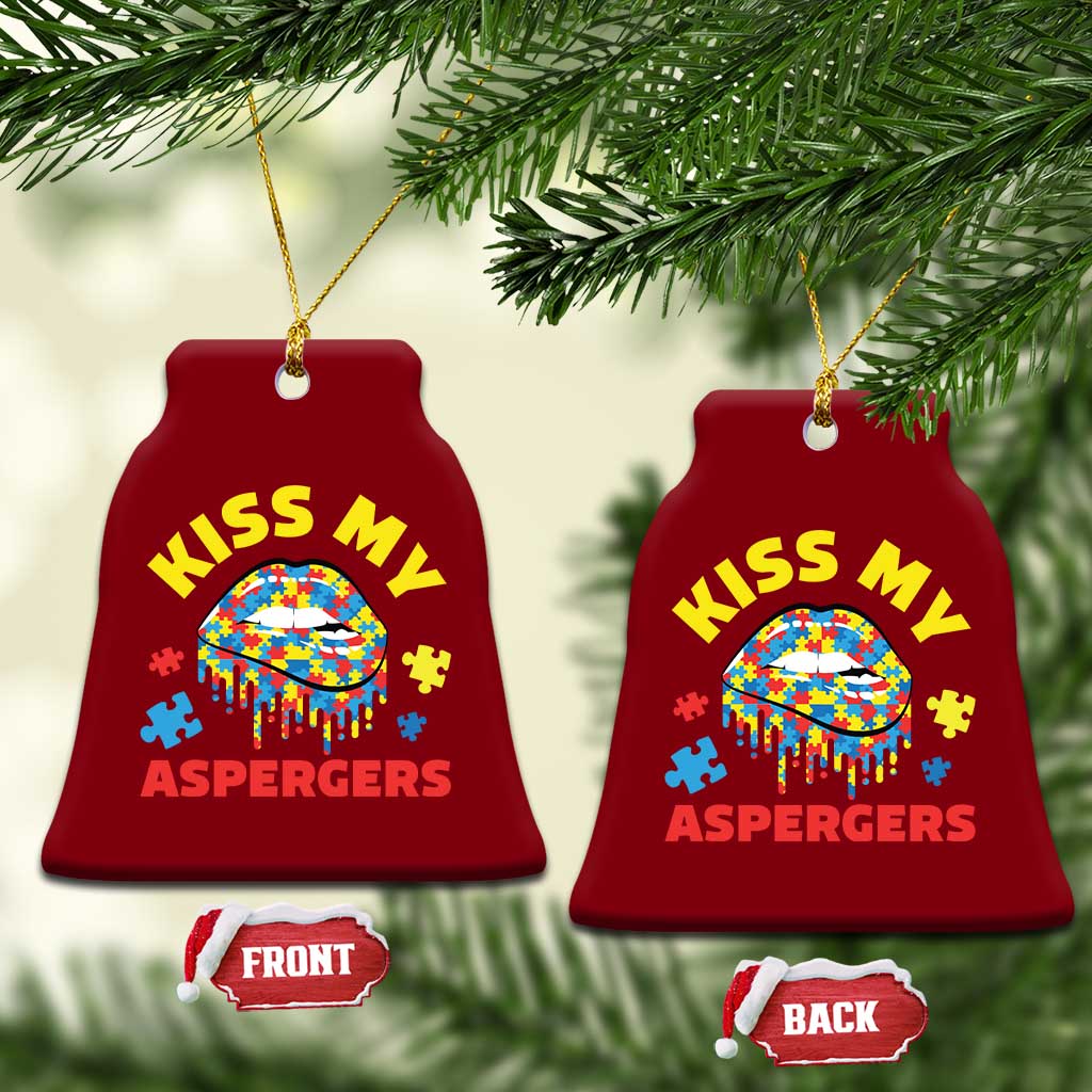 Funny Kiss My Aspergers Ceramic Ornament Asperger Syndrome Autism Awareness Puzzle Lips TS11 Print Your Wear