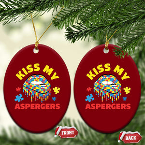 Funny Kiss My Aspergers Ceramic Ornament Asperger Syndrome Autism Awareness Puzzle Lips TS11 Print Your Wear