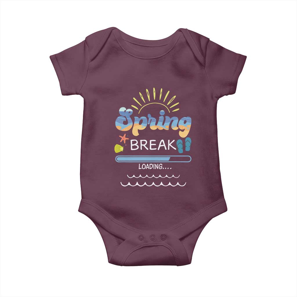 Funny Spring Break Loading Baby Onesie Spring Vacation Beach Sunshine TS11 Maroon Print Your Wear
