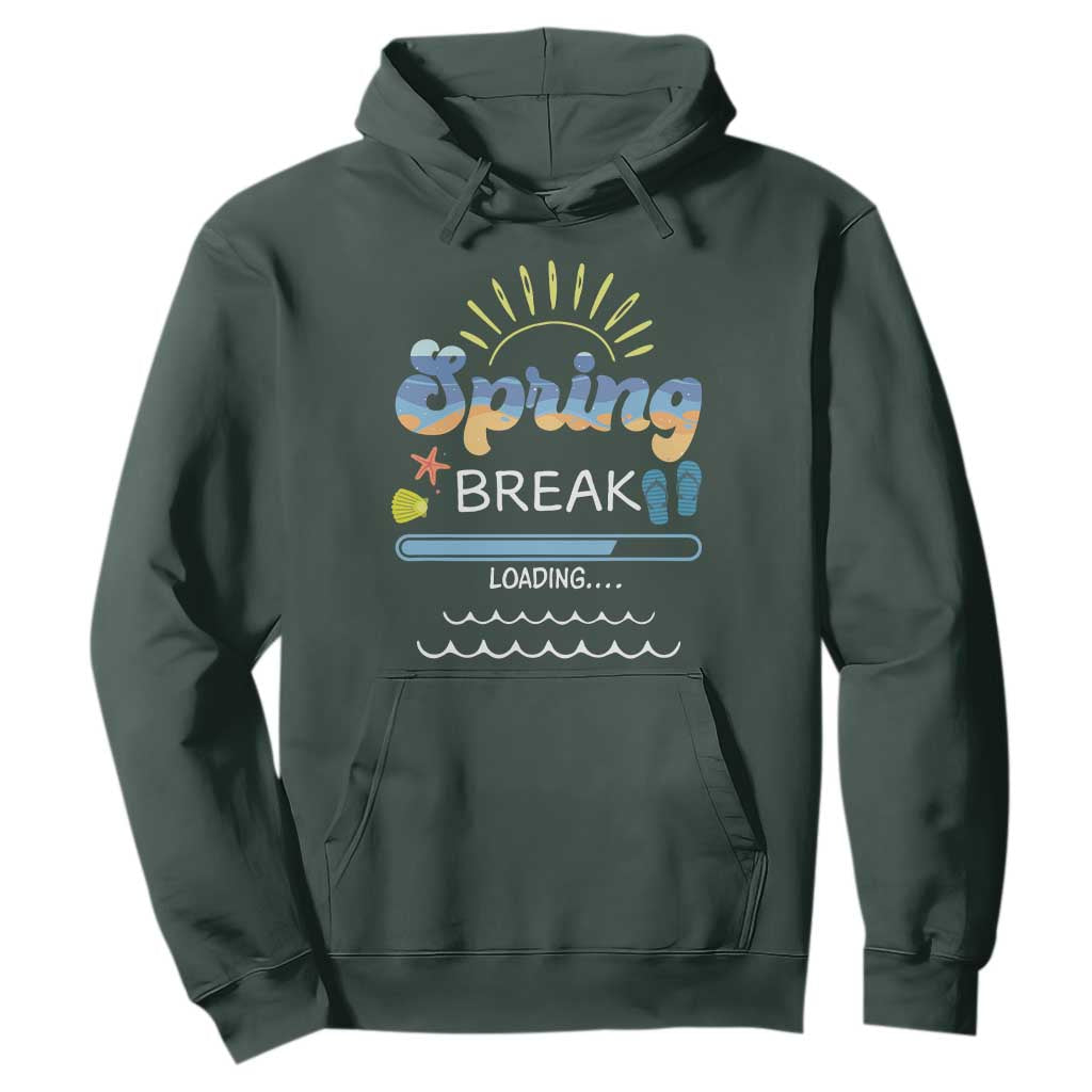 Funny Spring Break Loading Hoodie Spring Vacation Beach Sunshine TS11 Dark Forest Green Print Your Wear