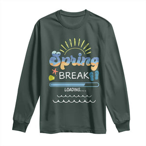 Funny Spring Break Loading Long Sleeve Shirt Spring Vacation Beach Sunshine TS11 Dark Forest Green Print Your Wear