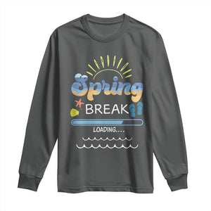 Funny Spring Break Loading Long Sleeve Shirt Spring Vacation Beach Sunshine TS11 Dark Heather Print Your Wear