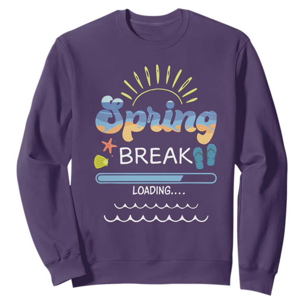 Funny Spring Break Loading Sweatshirt Spring Vacation Beach Sunshine TS11 Purple Print Your Wear