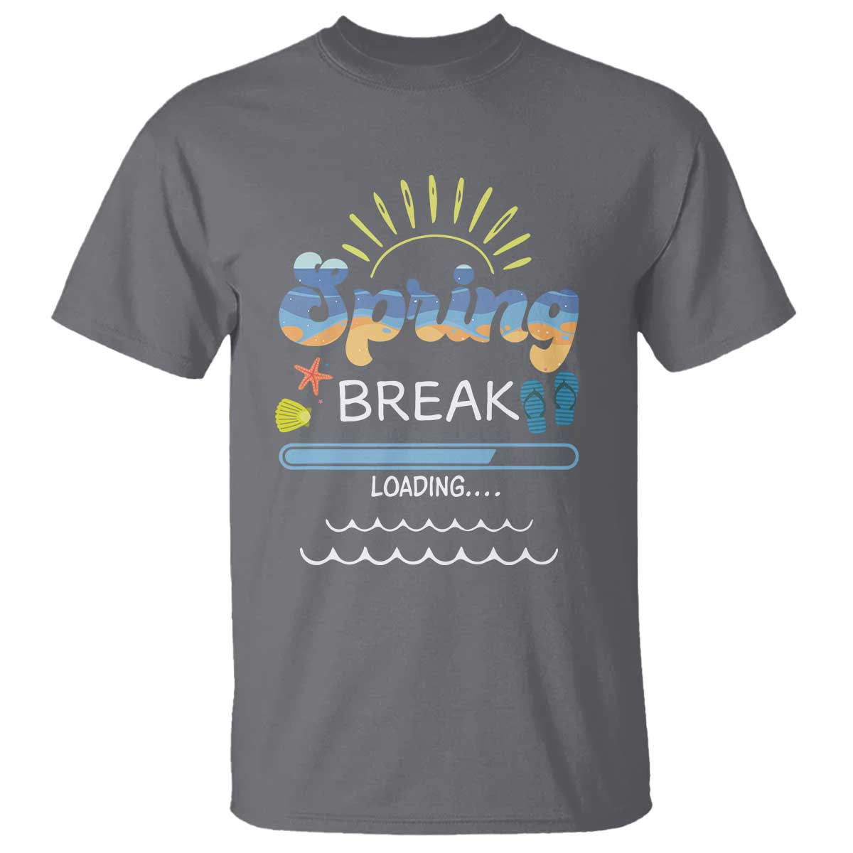Funny Spring Break Loading T Shirt Spring Vacation Beach Sunshine TS11 Charcoal Print Your Wear