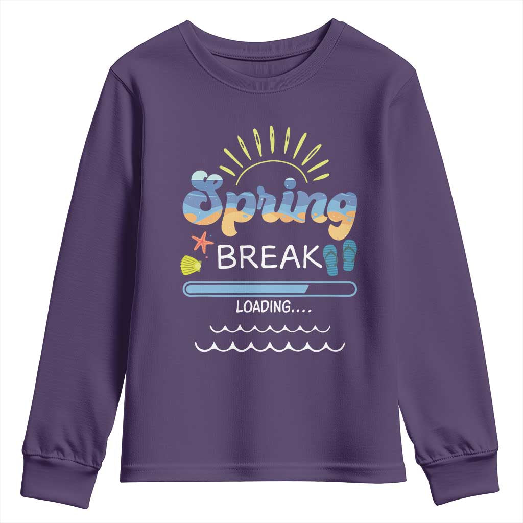 Funny Spring Break Loading Youth Sweatshirt Spring Vacation Beach Sunshine TS11 Purple Print Your Wear