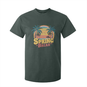 Funny Spring Break T Shirt For Kid Spring Vacation Beach Palm Tree TS11 Dark Forest Green Print Your Wear
