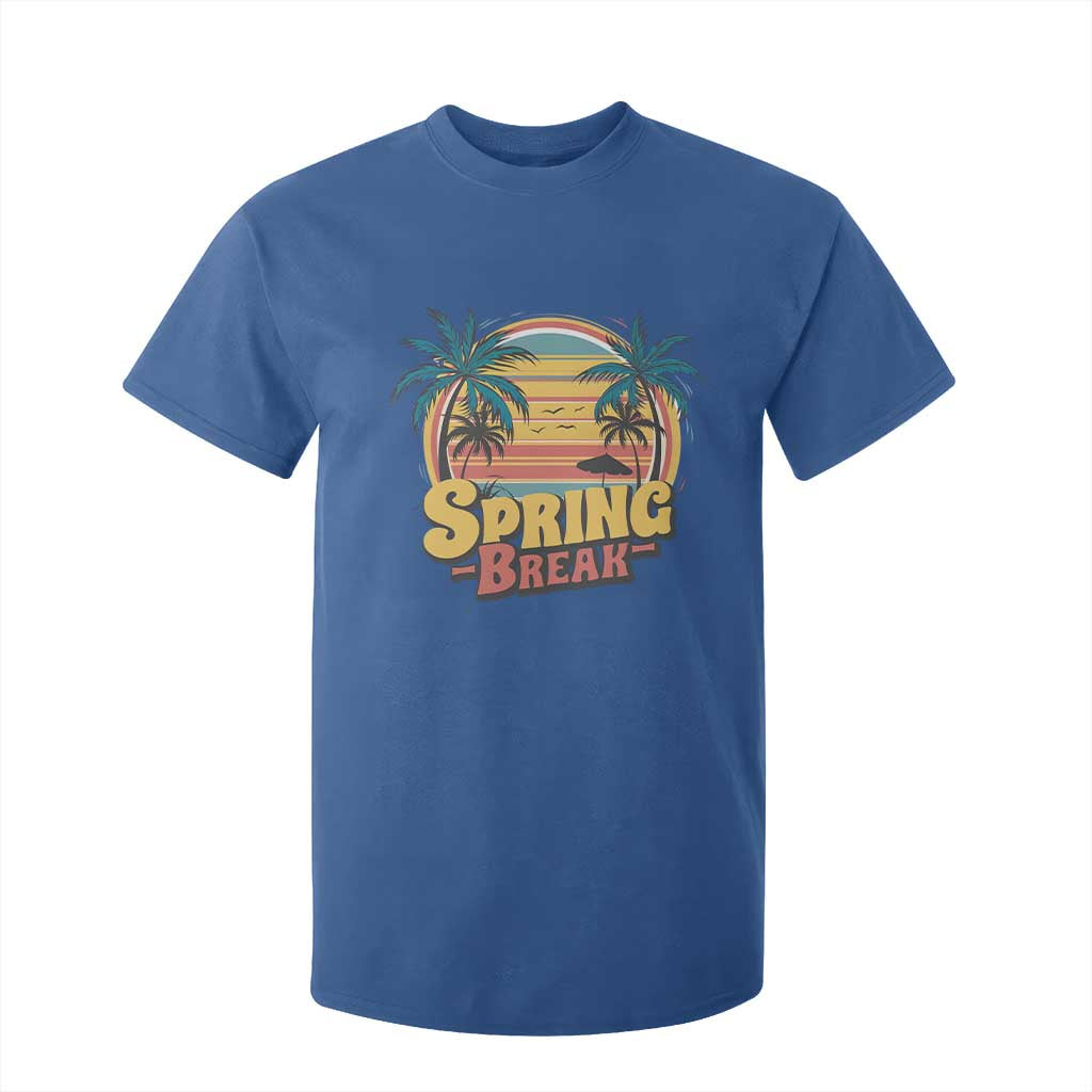 Funny Spring Break T Shirt For Kid Spring Vacation Beach Palm Tree TS11 Royal Blue Print Your Wear