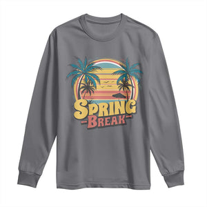 Funny Spring Break Long Sleeve Shirt Spring Vacation Beach Palm Tree TS11 Charcoal Print Your Wear