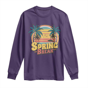 Funny Spring Break Long Sleeve Shirt Spring Vacation Beach Palm Tree TS11 Purple Print Your Wear