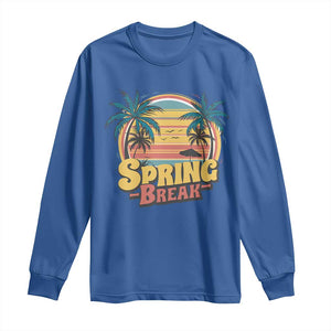 Funny Spring Break Long Sleeve Shirt Spring Vacation Beach Palm Tree TS11 Royal Blue Print Your Wear