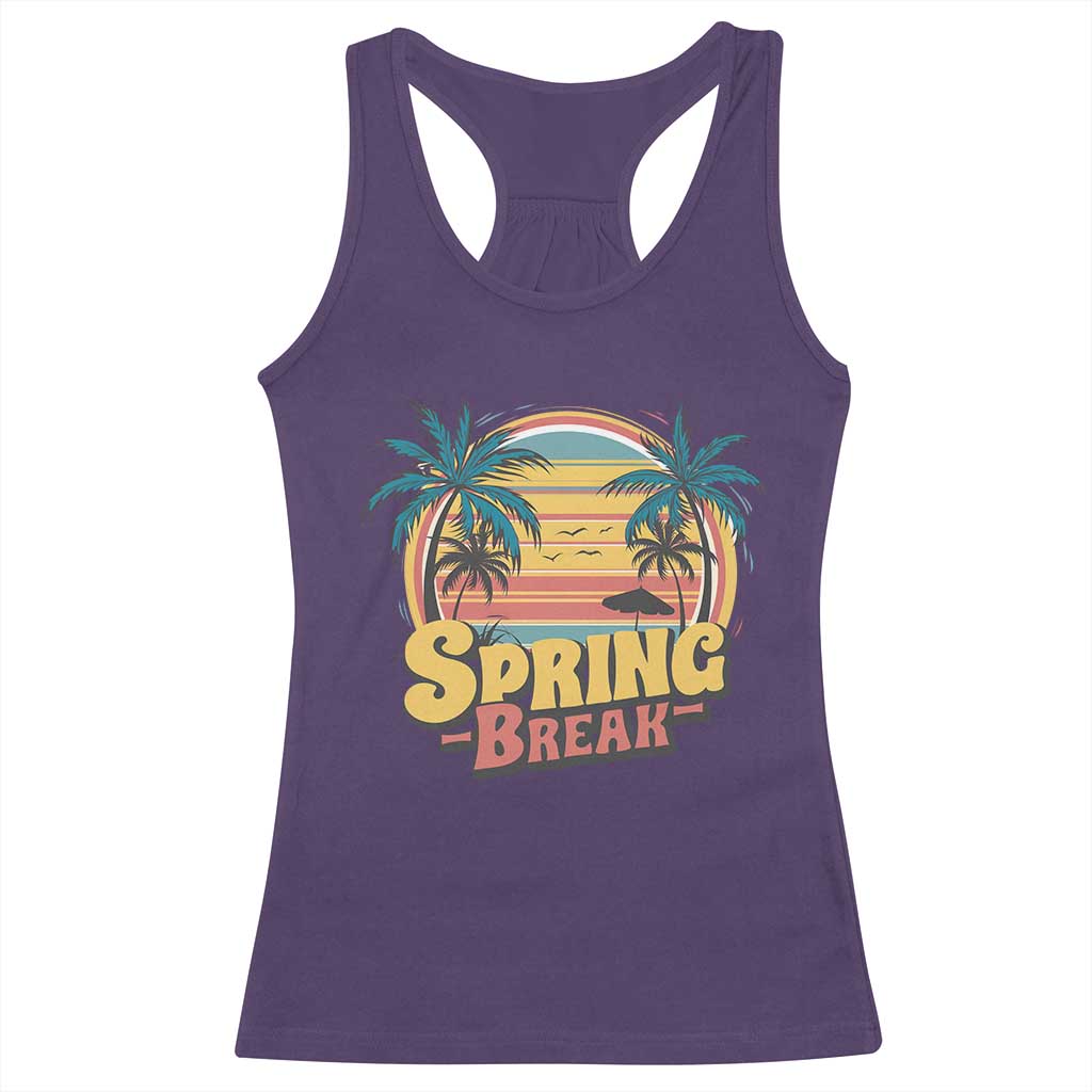 Funny Spring Break Racerback Tank Top Spring Vacation Beach Palm Tree TS11 Purple Print Your Wear