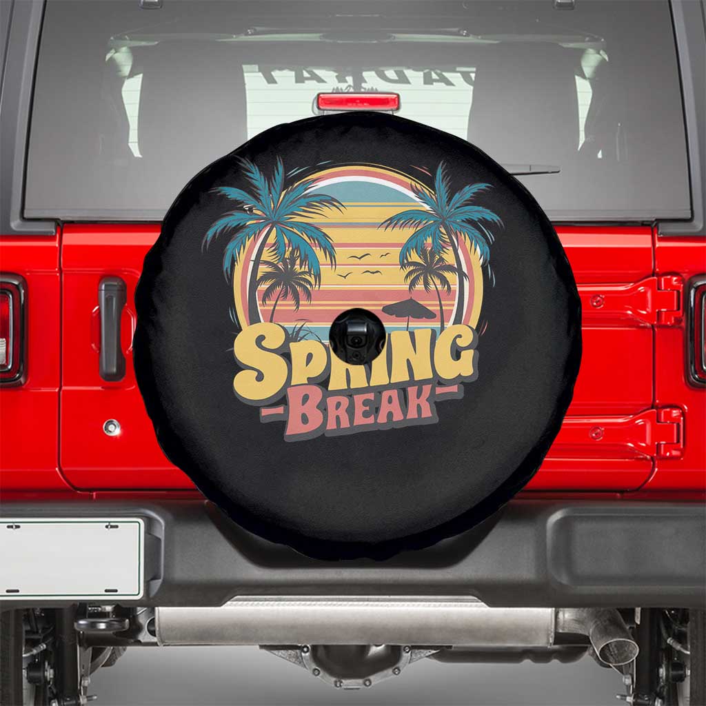 Funny Spring Break Spare Tire Cover Spring Vacation Beach Palm Tree TS11 Black Print Your Wear