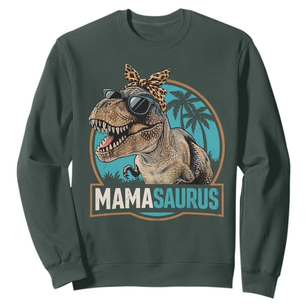 Mamasaurus Funny Dinosaur Mama Sweatshirt Mothers Day Family Matching TS11 Dark Forest Green Print Your Wear