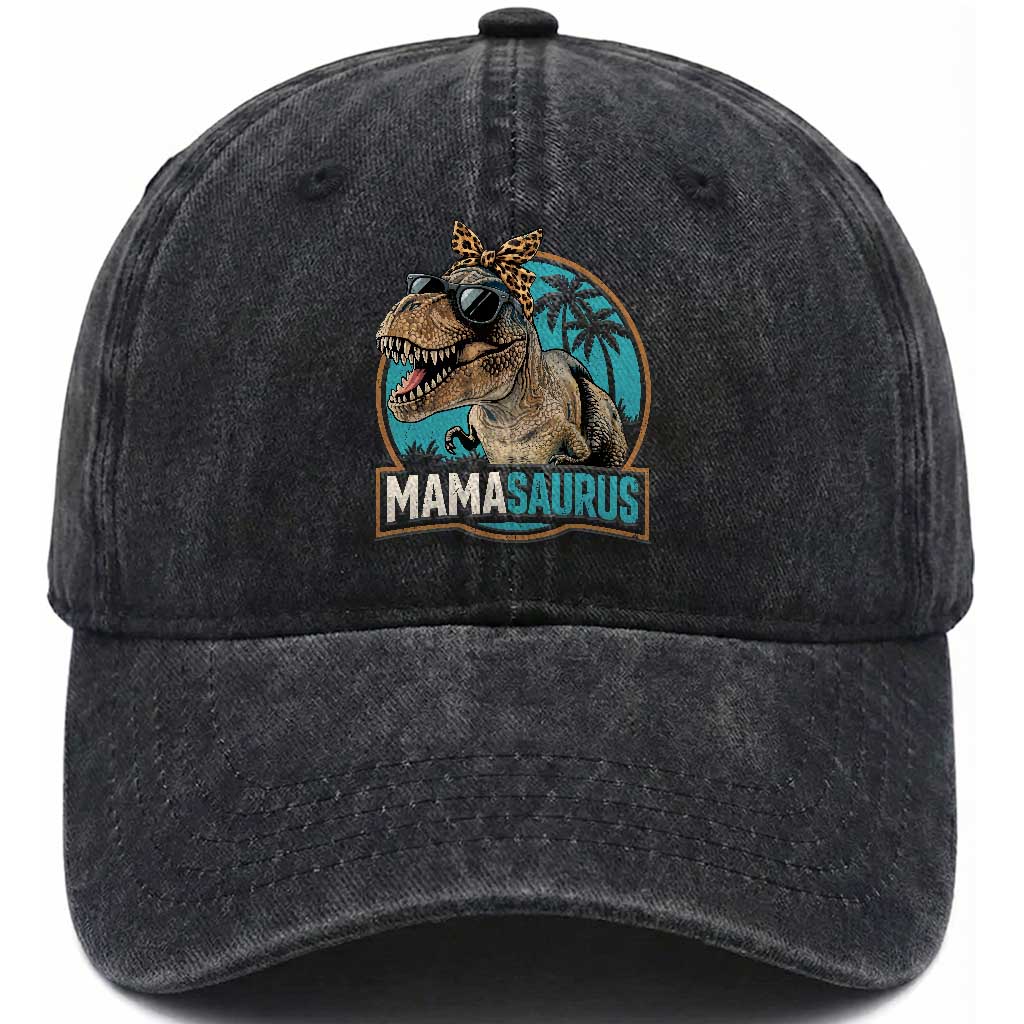 Mamasaurus Funny Dinosaur Mama Washed Cotton Baseball Cap Mothers Day Family Matching TS11 Print Your Wear