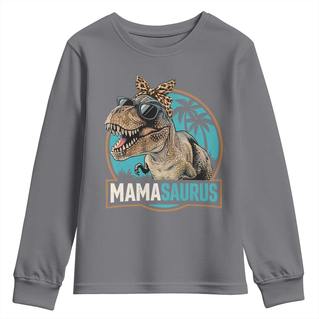Mamasaurus Funny Dinosaur Mama Youth Sweatshirt Mothers Day Family Matching TS11 Charcoal Print Your Wear