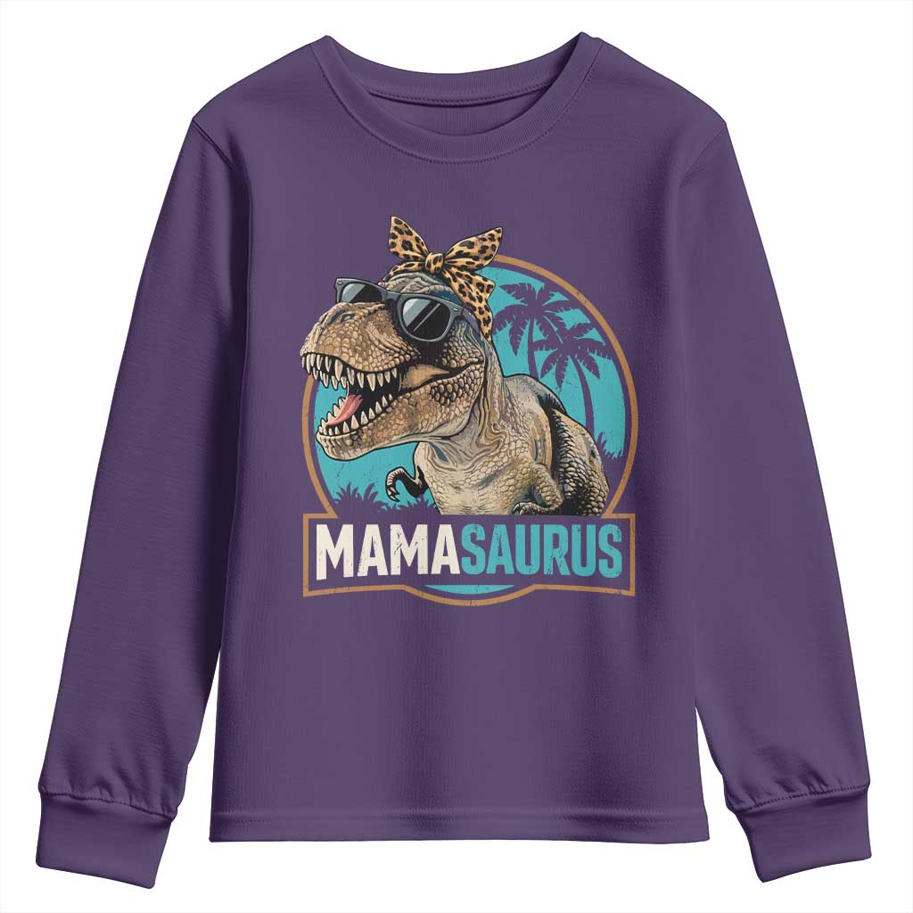 Mamasaurus Funny Dinosaur Mama Youth Sweatshirt Mothers Day Family Matching TS11 Purple Print Your Wear