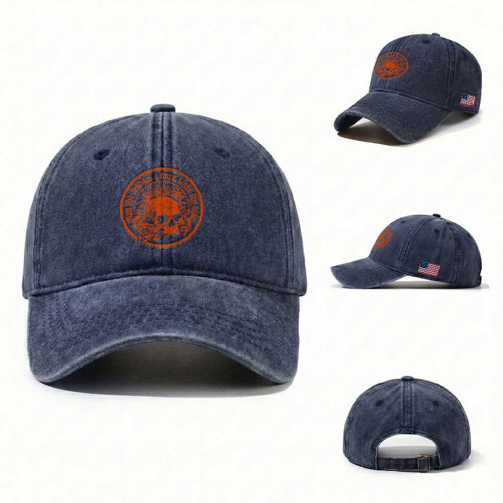 May The Bridges I Burn Light My Way Washed Cotton Baseball Cap Gothic Skull TS11 Washed Cap Universal Fit Navy Print Your Wear