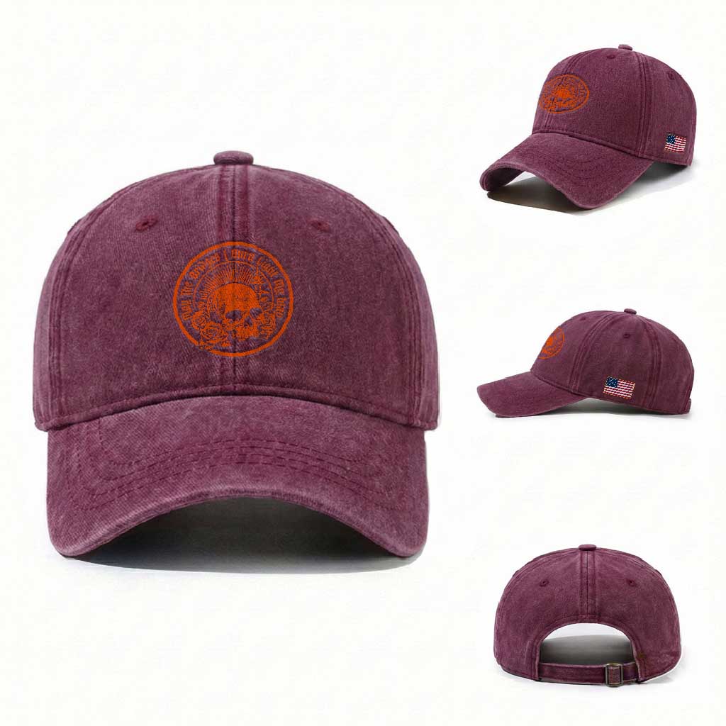 May The Bridges I Burn Light My Way Washed Cotton Baseball Cap Gothic Skull TS11 Washed Cap Universal Fit Burgundy Print Your Wear