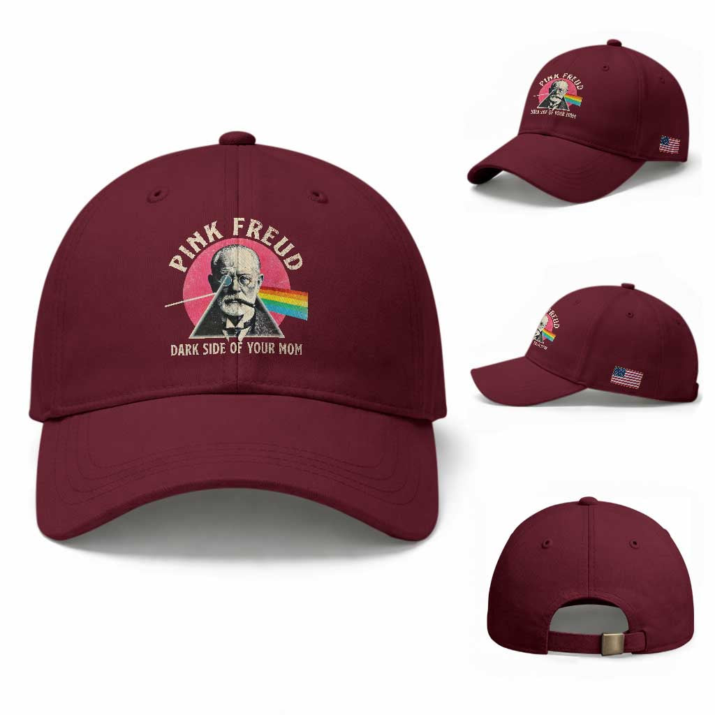 Pink Freud Dark Side Of Your Mom Baseball Cap Psychoanalysis Joke TS11 Baseball Cap Universal Fit Maroon Print Your Wear