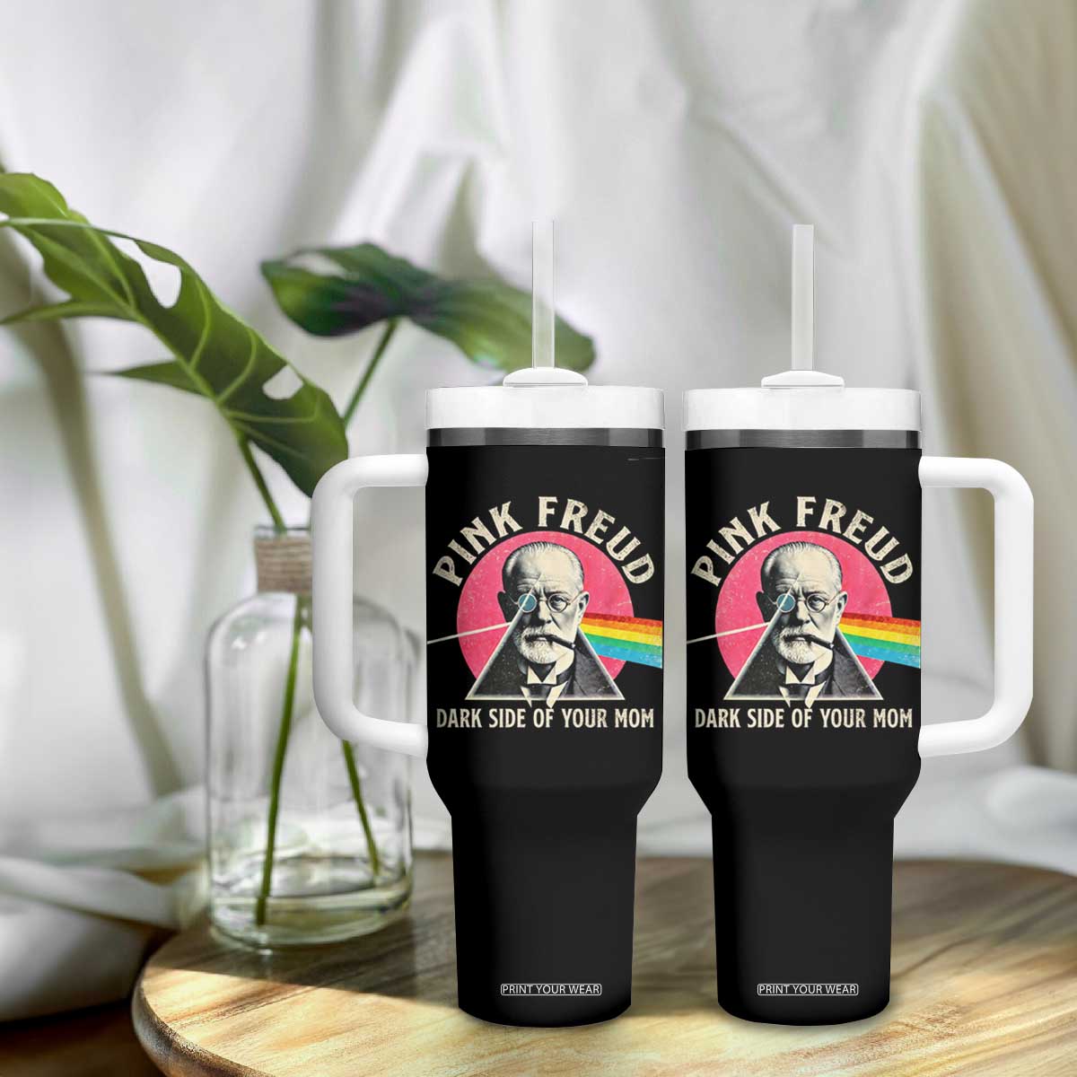 Pink Freud Dark Side Of Your Mom Tumbler With Handle Psychoanalysis Joke TS11 Print Your Wear