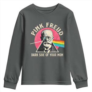 Pink Freud Dark Side Of Your Mom Youth Sweatshirt Psychoanalysis Joke TS11 Dark Heather Print Your Wear