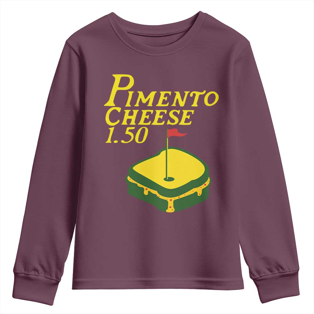 Pimento Cheese Youth Sweatshirt Golf Foodie Golfer Tournament TS11 Maroon Print Your Wear